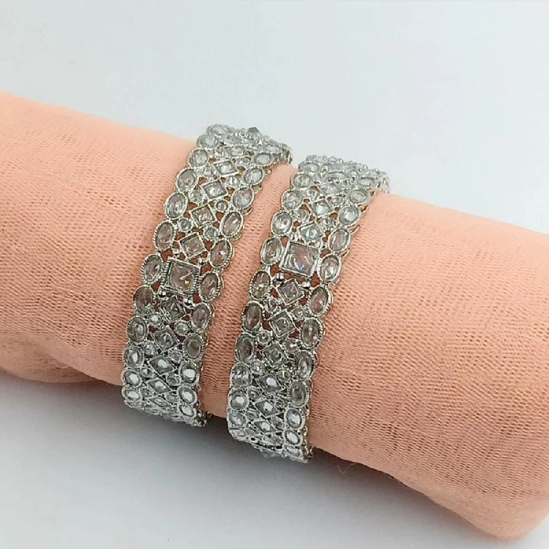 women’s delicate bracelets-Manisha Jewellery Silver Plated Crystal Stone Bangle Set