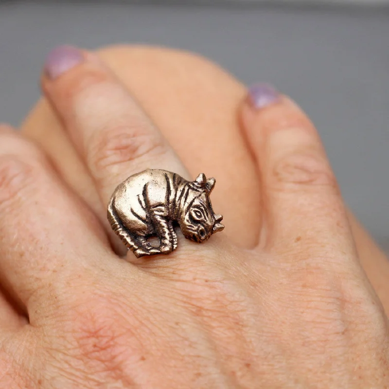 women’s stackable rings-Rhinoceros ring