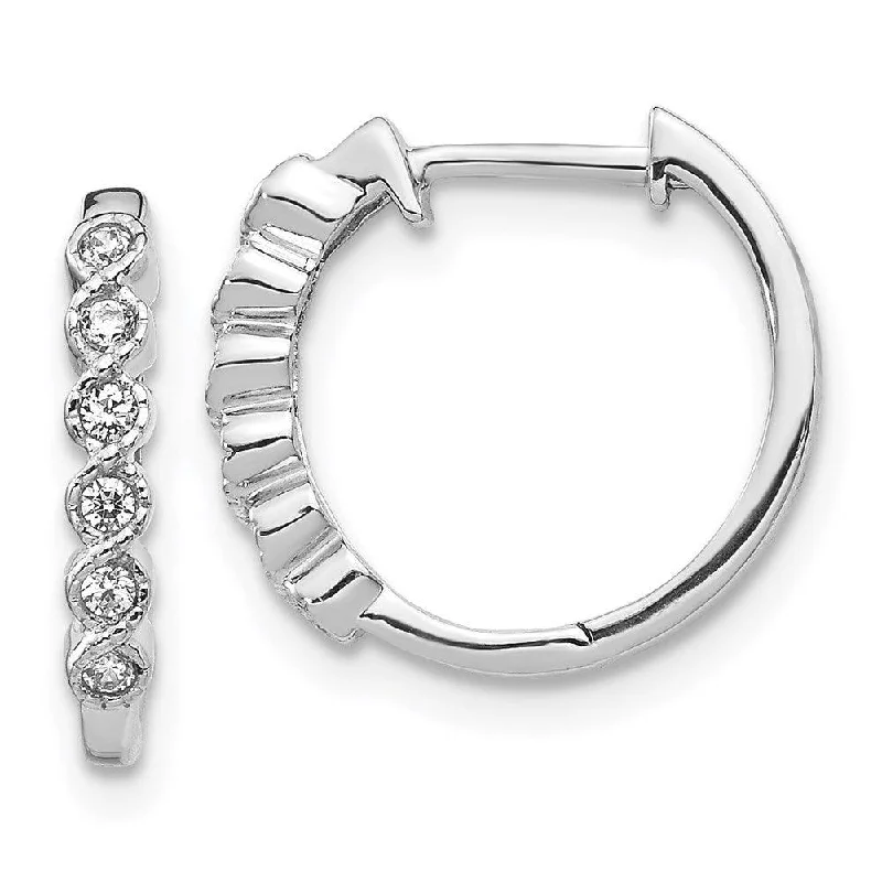 women’s sterling silver earrings-14k White Gold Diamond Hoop Earrings