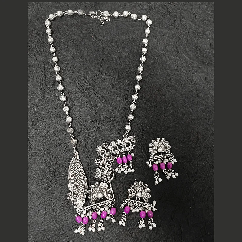 women’s trendy necklaces-Darshana Jewels  Oxidised Plated Necklace Set