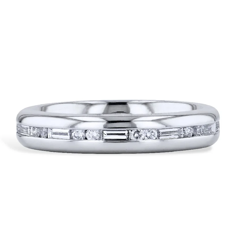 women’s birthstone rings set-0.83 Carat Round & Baguette Cut Diamond Eternity Band Ring