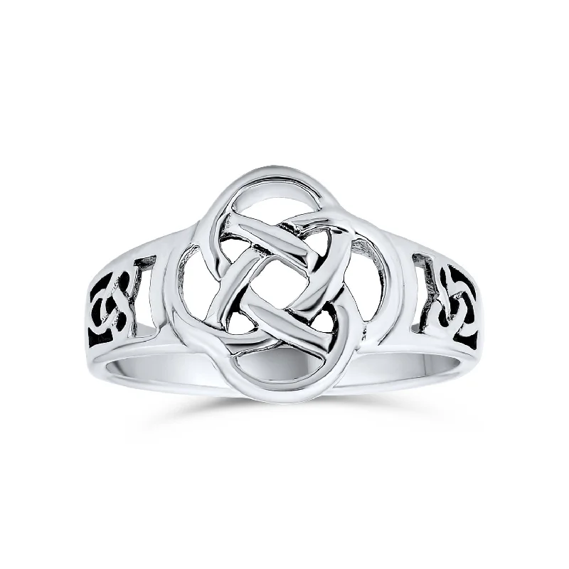 women’s wedding rings-Best Friends BFF Love Knot Celtic Infinity Band Silver Ring Sterling