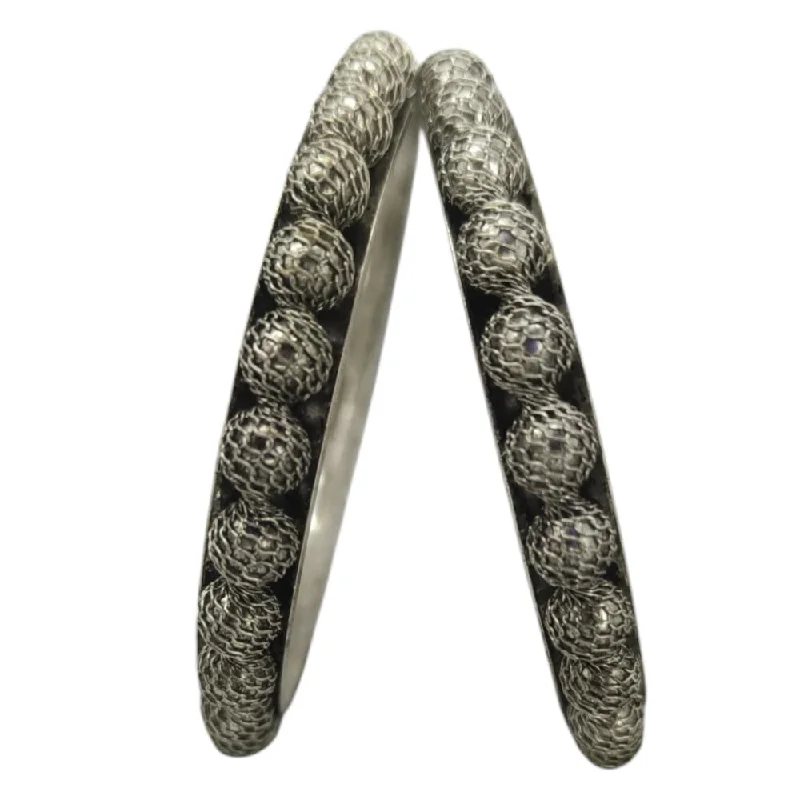 women’s wedding bracelets-Amity Arts Oxidised Plated Bangles Set (2 Piece Only)