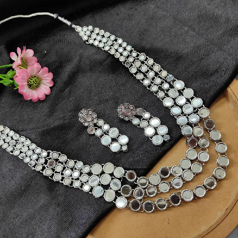 women’s luxury diamond necklaces-Darshana Jewels Oxidised  Plated Necklace Set