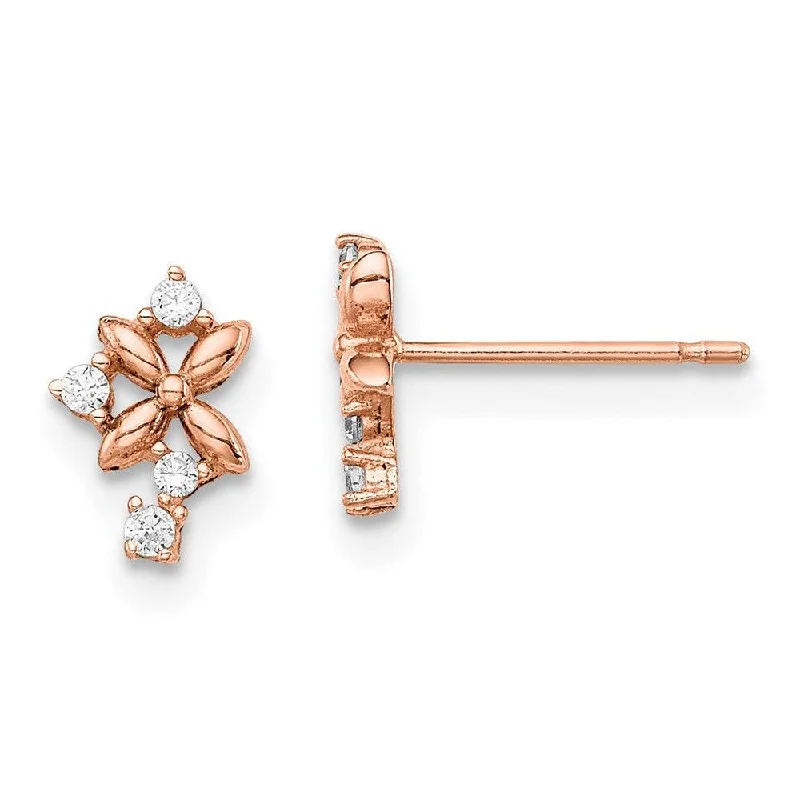 women’s luxury earrings-Madi K Kid's 14k  Rose Gold CZ Post Earrings