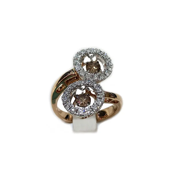 women’s affordable solitaire engagement rings-14k Rose Gold Brown Diamond Ring