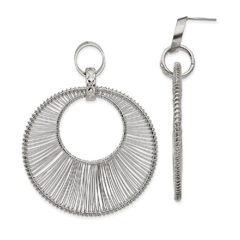 women’s geometric drop earrings-Stainless Steel Polished Wire Circle Post Dangle Earrings