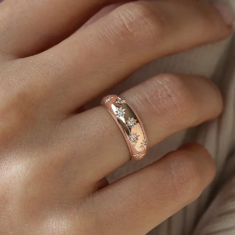 women’s stackable rings-Polar Bling Rose Gold Plating Band