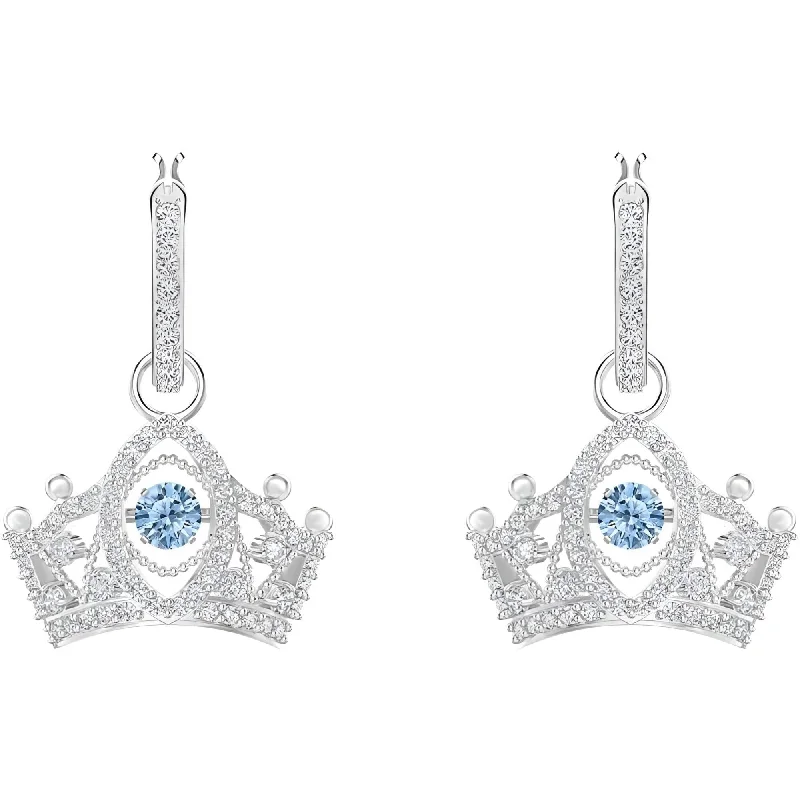 women’s oval earrings-Swarovski Women's Earrings - Bee A Queen Blue Crown Silver Rhodium Plated | 5501081