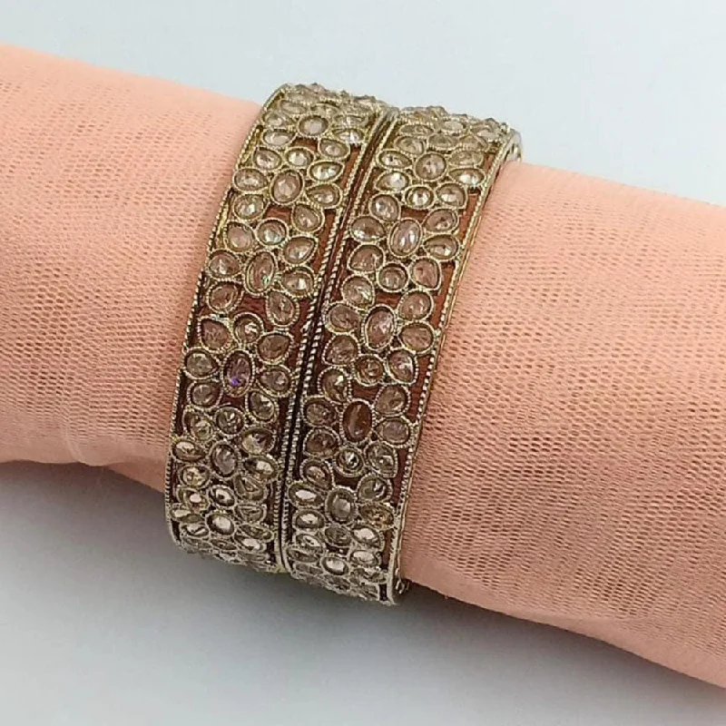 women’s engraved bangles-Manisha Jewellery Gold Plated Crystal Stone Bangle Set