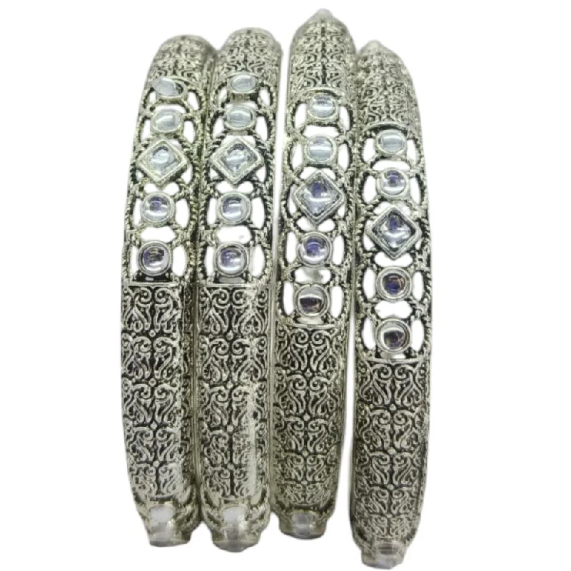 women’s stretch bangles-Amity Arts Oxidised Plated Bangles Set  (4 Piece Only)