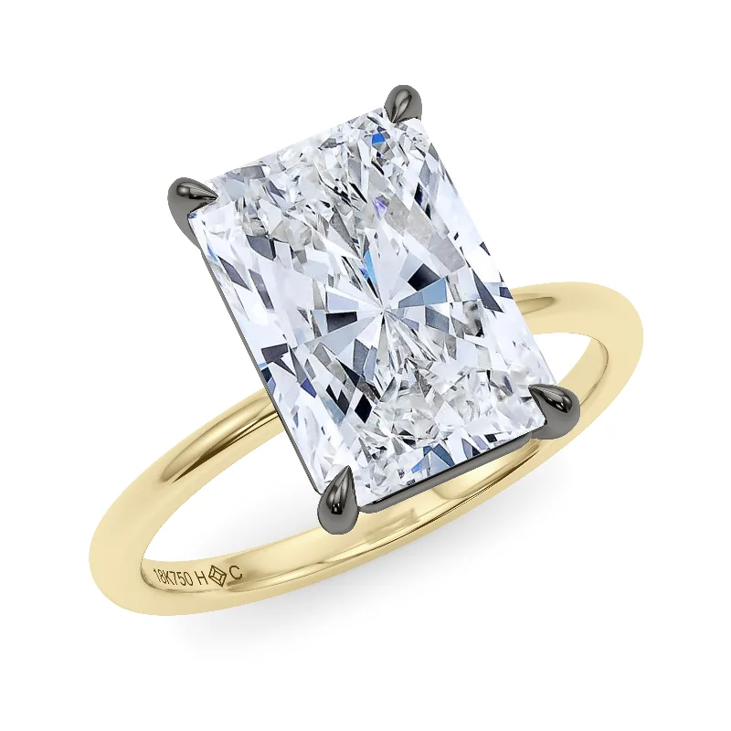 women’s unique solitaire engagement rings-Mixed Metal Radiant Cut Diamond Ring