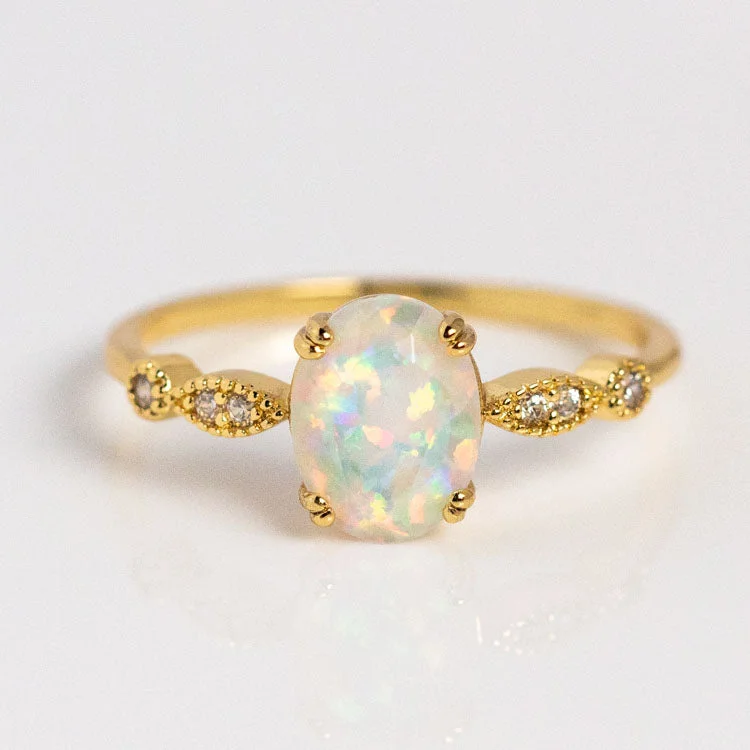 women’s birthstone rings for women-Opal Fire Ring