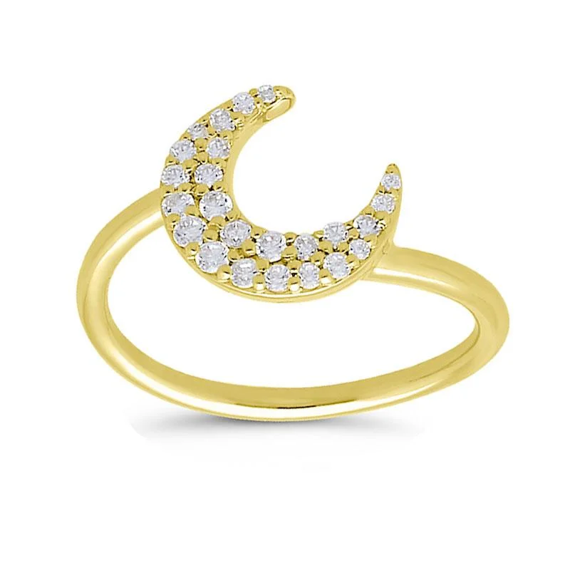 women’s antique-style engagement rings-CRESCENT MOON DIAMOND RING