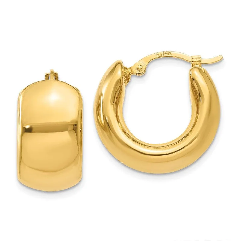 women’s silver drop earrings-14k Wide Puffed Hoop Earrings