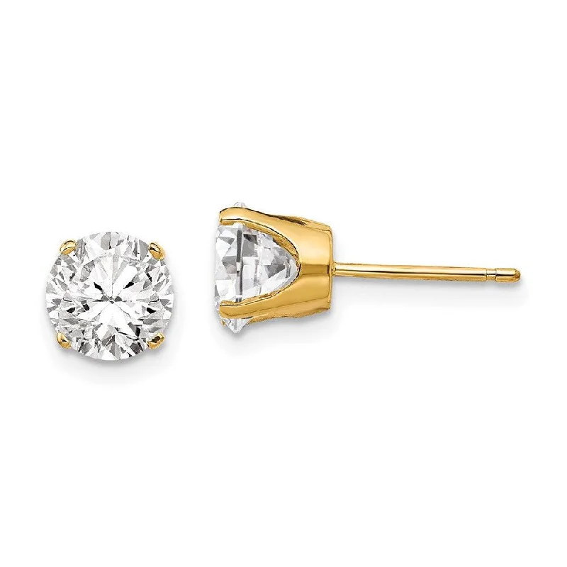 women’s fashion earrings-14k 6.5mm CZ stud earrings