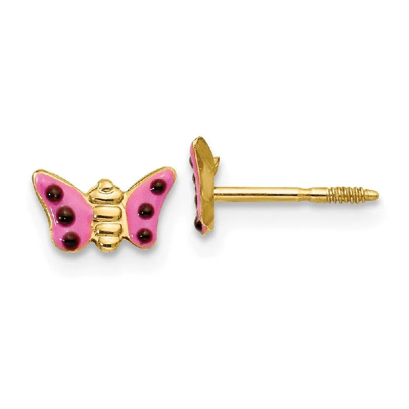 women’s matching earrings-Madi K Kid's 14k  Pink Enameled Butterfly Earrings