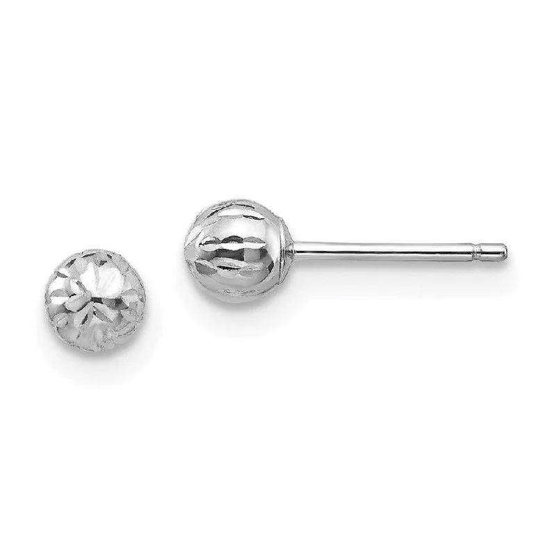 women’s silver drop earrings-Madi K Kid's 14K White Gold  Diamond Cut 4M Ball Post Earrings