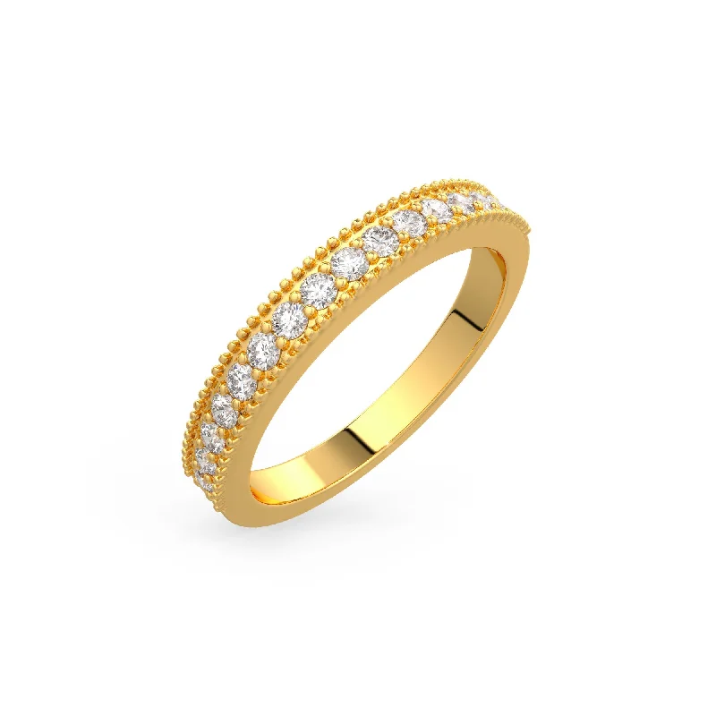 women’s designer rings-Gold Hem Diamond Band