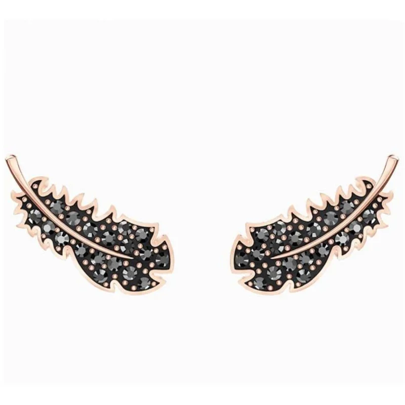 women’s teardrop earrings-Swarovski Women's Earrings - Power Rose Gold Plated Black Crystals | 5516010