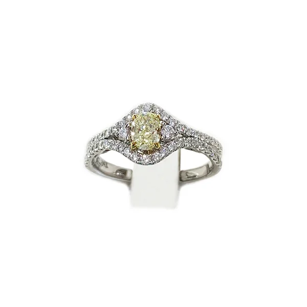 women’s platinum engagement rings-14k White Gold Yellow Diamond Ring