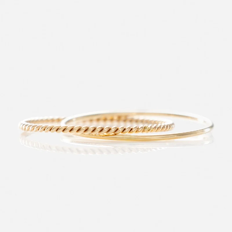 women’s minimalist rings-Solid Gold Crossover Ring Set