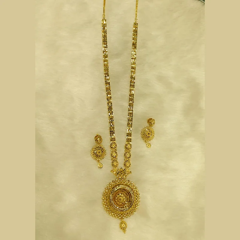 women’s gold pendant necklaces-Sunrise Gold  Forming Long Necklace Set