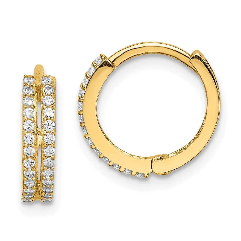 women’s large statement earrings-Madi K Kid's 14k  CZ Hinged Hoop Earrings