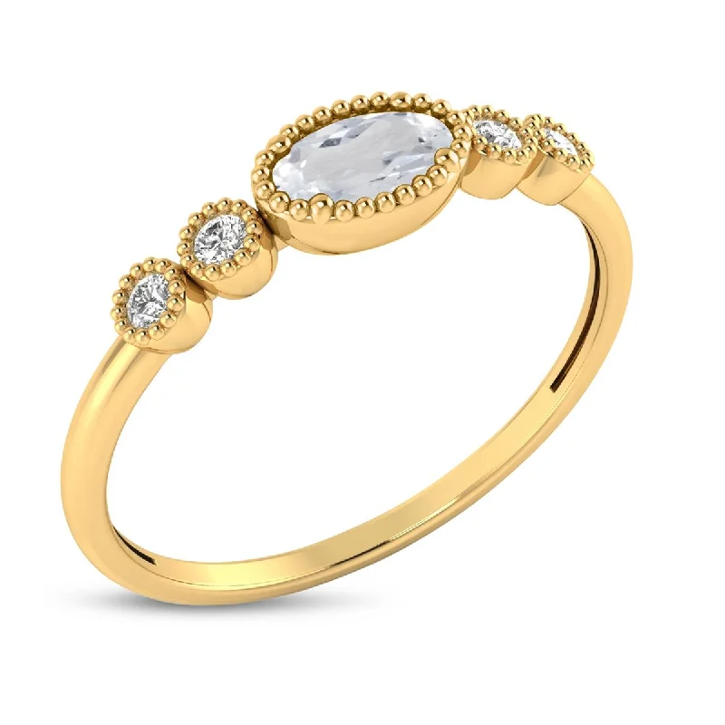 women’s cushion diamond engagement rings-YELLOW GOLD WHITE TOPAZ AND DIAMOND RING