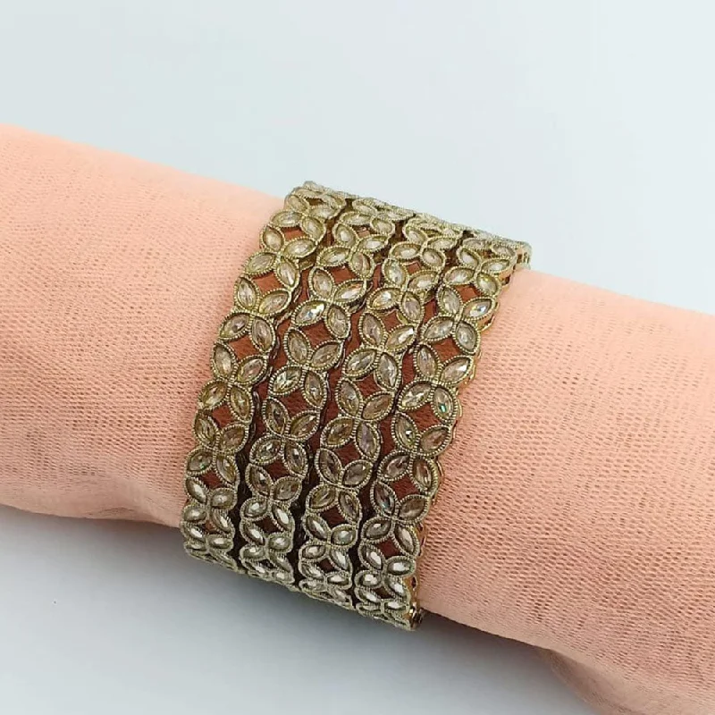 women’s rose gold cuff bracelets-Manisha Jewellery Gold Plated Crystal Stone Bangle Set