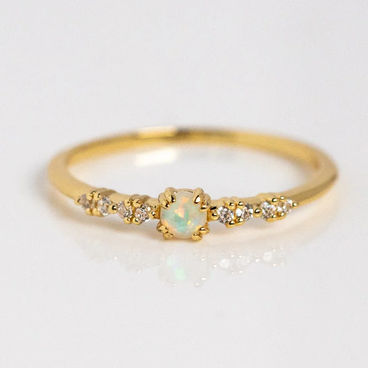 women’s rose gold rings-Opal Sparkle Ring