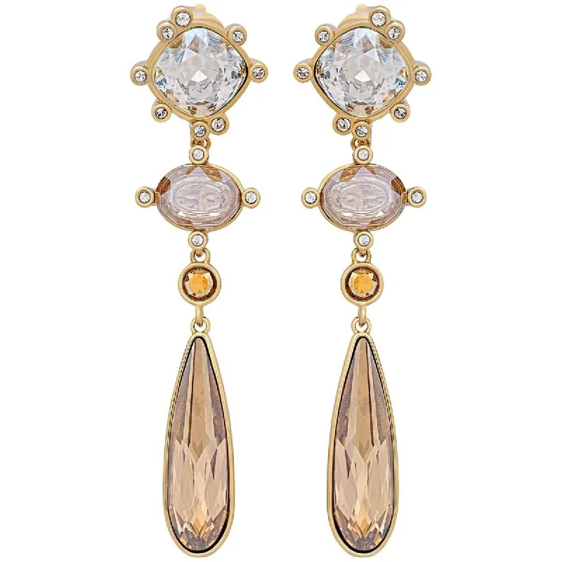 women’s affordable diamond earrings-Swarovski Women's Drop Earrings - Olive 23K Yellow Gold Plated | 5485473