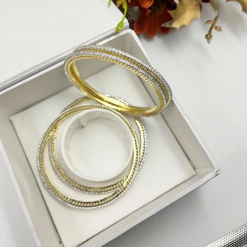 women’s wedding bangles-Aamrapali Gold Plated Austrian Stone Bangle Set