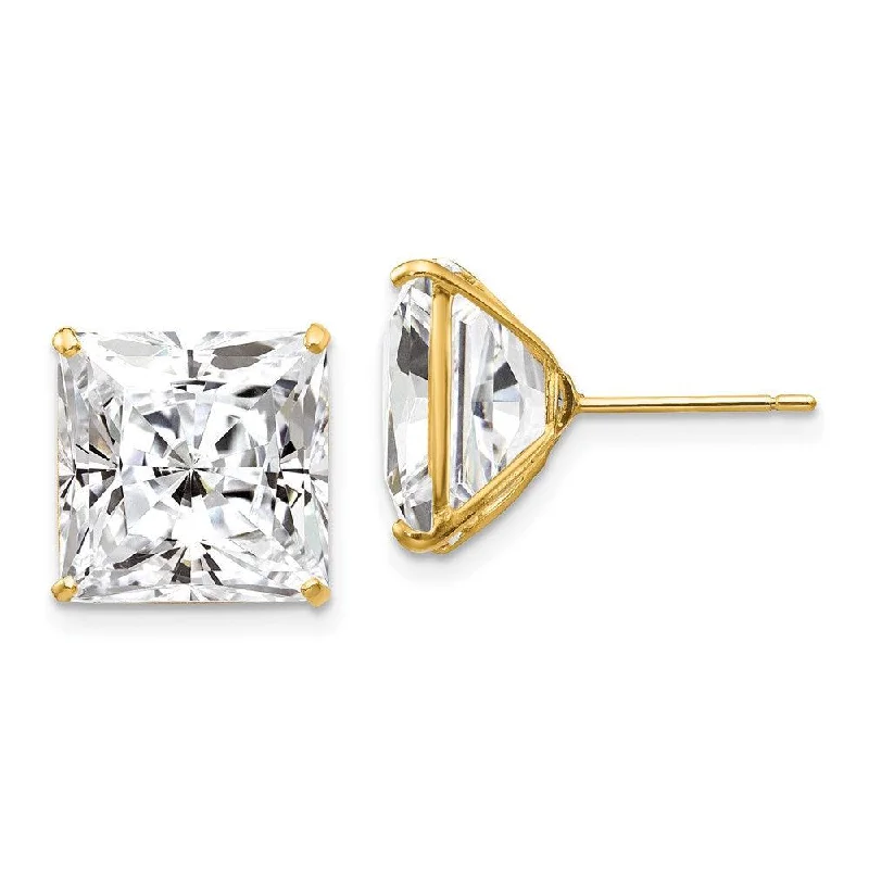 women’s drop earrings for special occasions-14k 11mm Square CZ Post Earrings