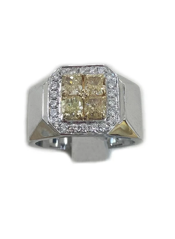 women’s understated engagement rings-14k 2 Tone Mens Yellow Diamond Ring