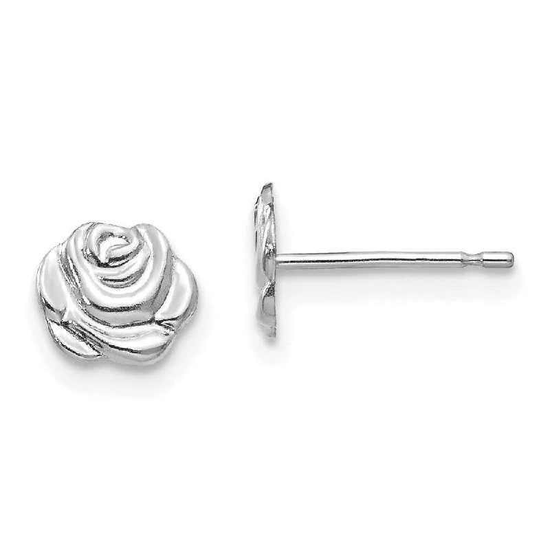 women’s classic hoop earrings-Madi K Kid's 14k White Gold  Polished Rose Post Earrings