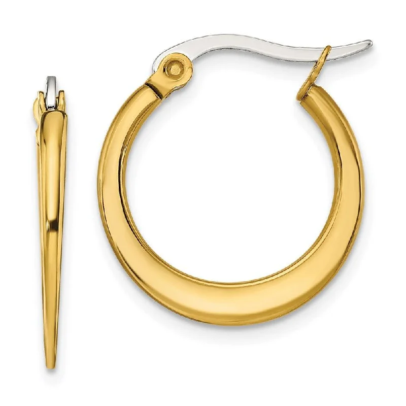 women’s sterling silver drop earrings-Stainless Steel Gold IP plated Tapered 19mm Hoop Earrings