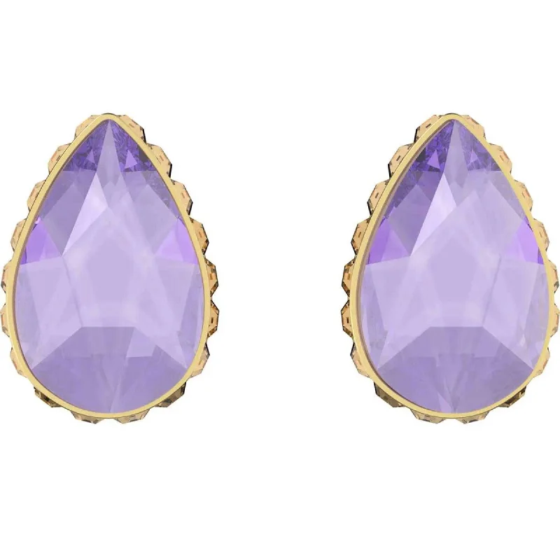 women’s fine gold earrings-Swarovski Women's Earrings - Chroma Purple Pear Shaped Crystal Gold Tone | 5641405