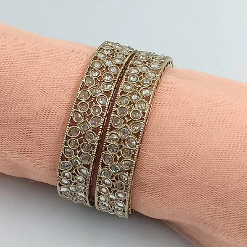 women’s luxurious gold bracelets-Manisha Jewellery Gold Plated Crystal Stone Bangle Set