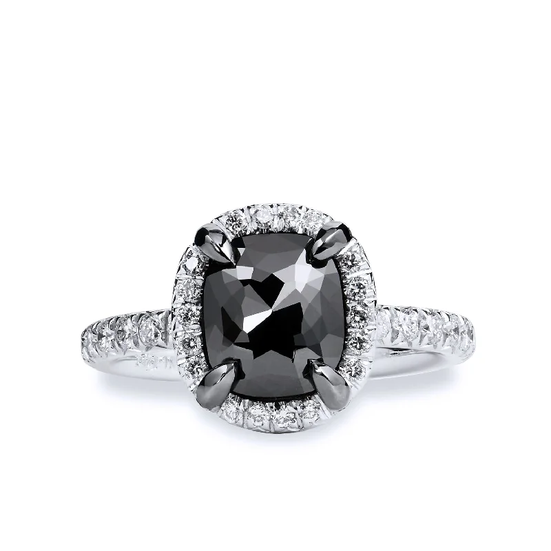 women’s round diamond rings-1.94ct Black Diamond White Gold Ring