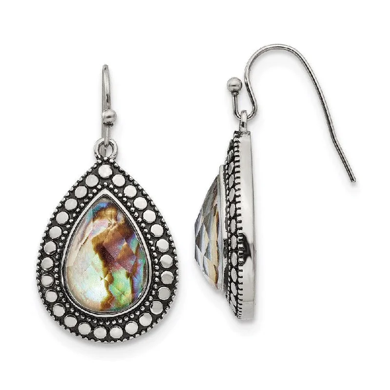 women’s casual earrings-Stainless Steel Imitation Abalone Polished/Antiqued Earrings