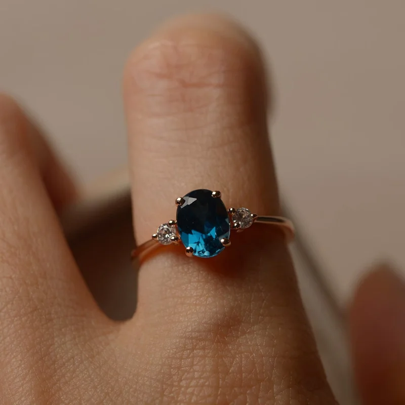 women’s wedding ring sets-London Blue Topaz Stone Ring