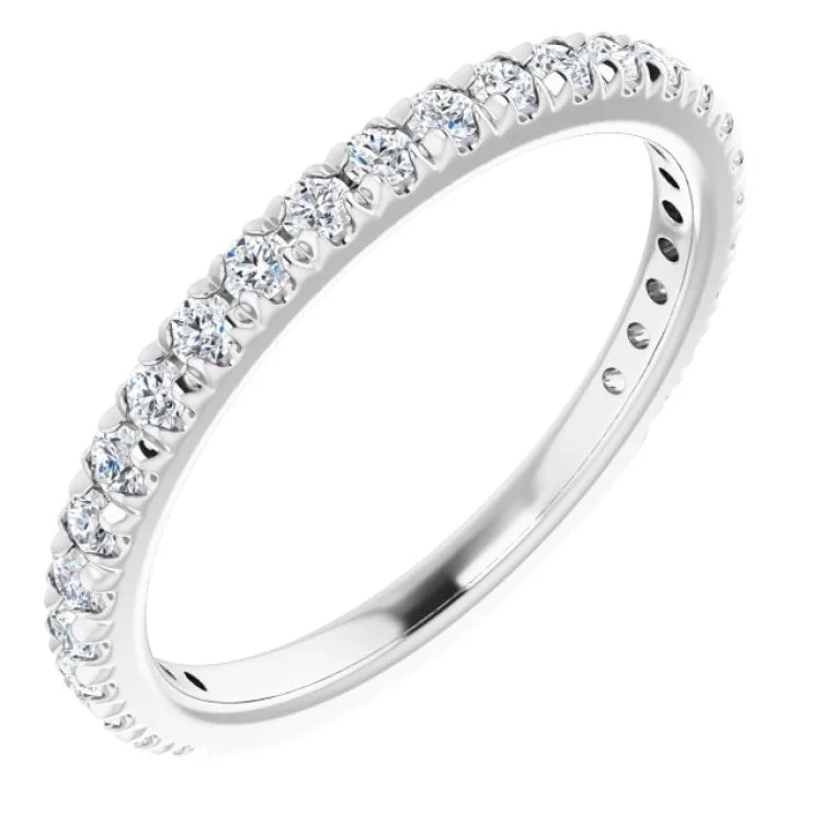 women’s solitaire diamond rings-14K White 3/8 CTW Natural Diamond French-Set Anniversary Band