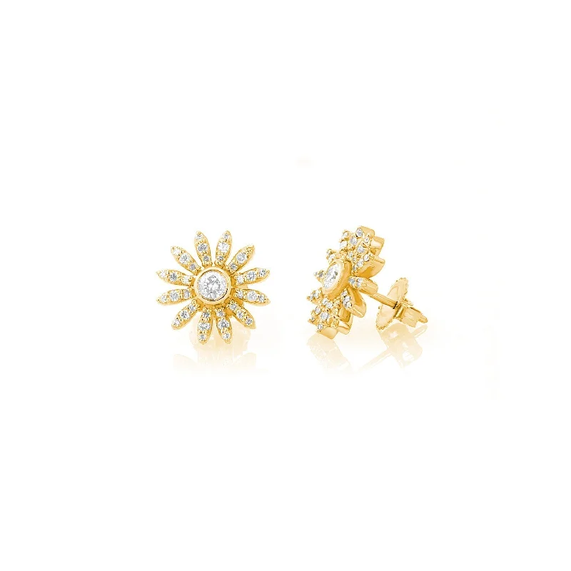 women’s drop earrings for special occasions-14k Diamond Daisy Stud Earrings EG000246