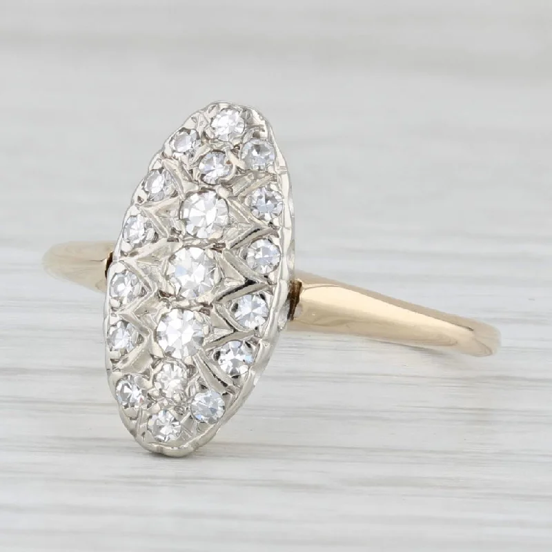 women’s luxury engagement rings-0.25ctw Diamond Ring 14k White Yellow Gold Vintage Size 9