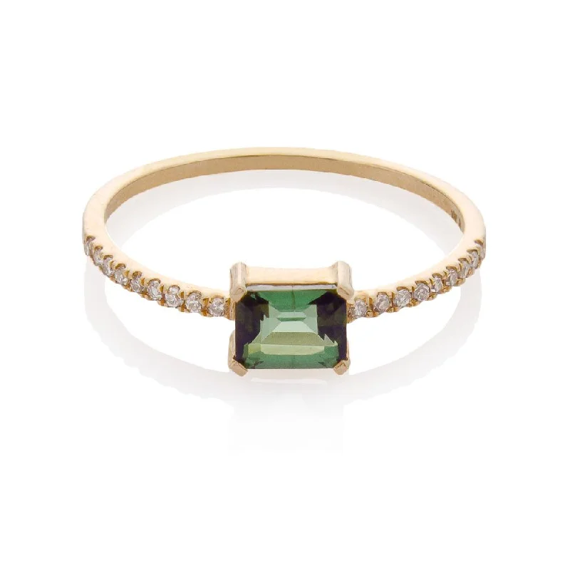 women’s antique engagement rings-ADORN DIAMOND RING, GOLD, GREEN TOURMALINE