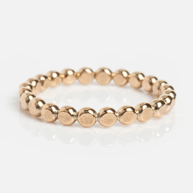 women’s platinum rings-Gold Flat Ball Stacking Ring