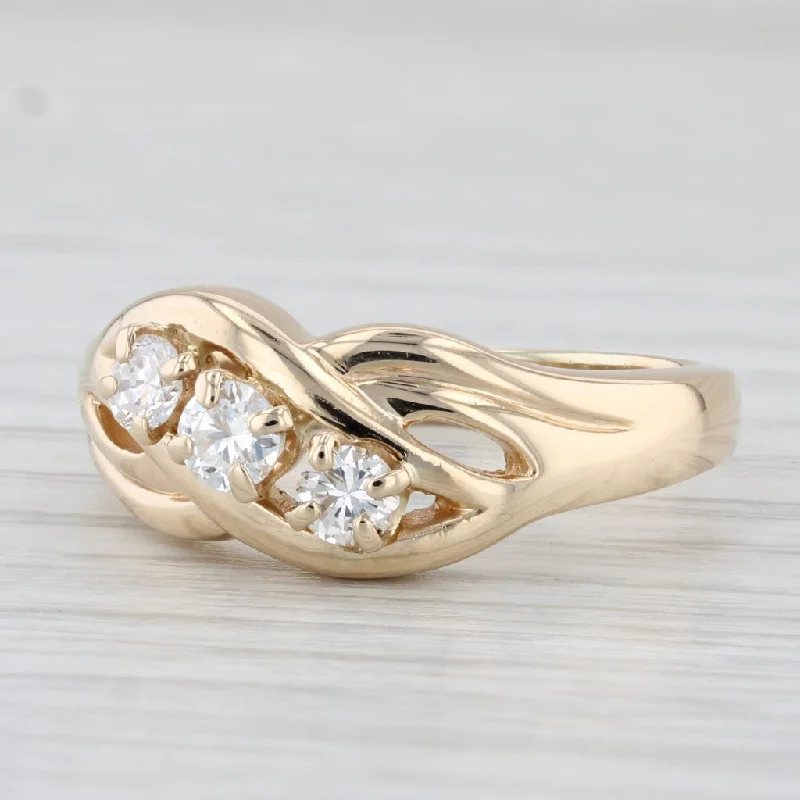 women’s vintage engagement rings-0.50ctw 3-Stone Diamond Ring 14k Yellow Gold Size 8.75