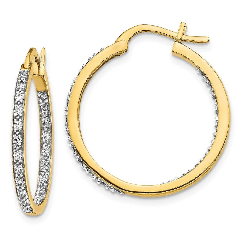 women’s fashion earrings-14k Diamond In/Out Hoop Earrings