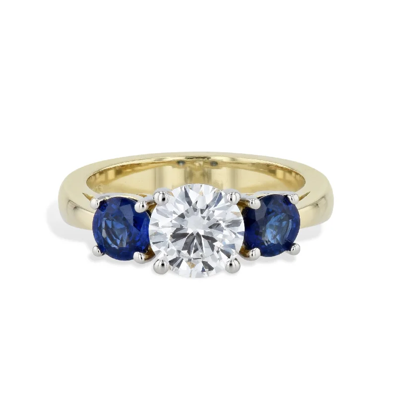 women’s vintage rings-3-Stone Diamond and Sapphire Ring